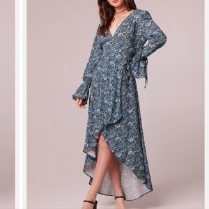 Band of The Free Jewel Teal Floral Wrap Maxi Dress